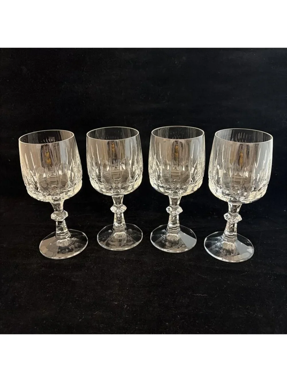 Nachtmann Germany Cut Crystal Wine Goblets Set of 4 6.25